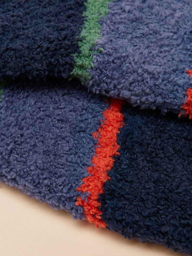 Joules Boys Fluffy Socks At2737 Blue Stripe Clothing UK8-10 / Blue,UK11-13 / Blue,UK1-3 / Blue