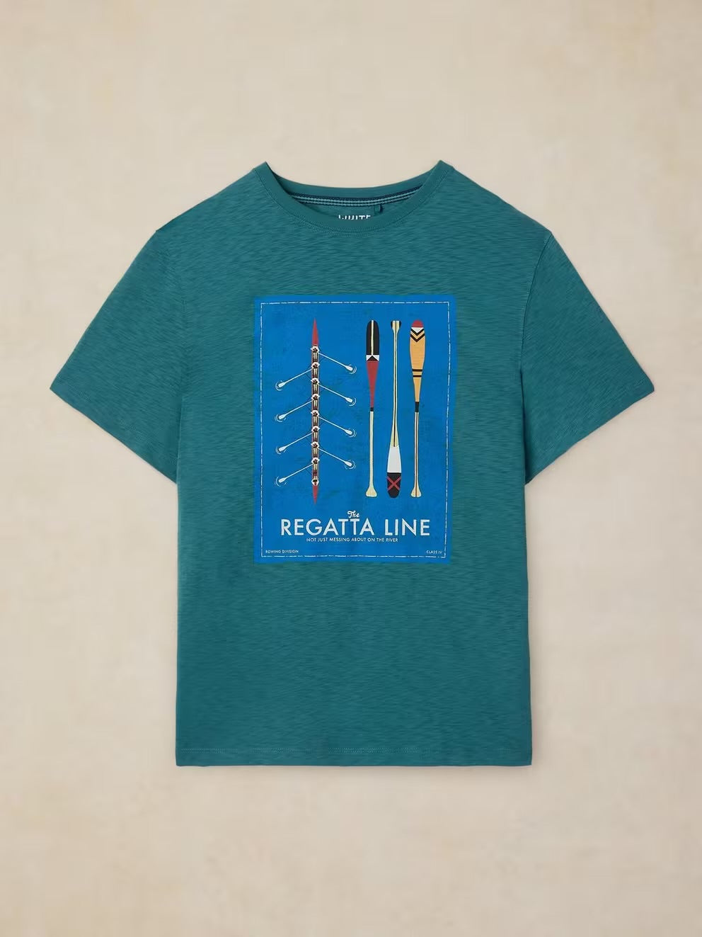 White Stuff Mens Abersoch T-Shirt 446694 Regatta Line Clothing S / Teal,M / Teal,L / Teal,XL / Teal,XXL / Teal