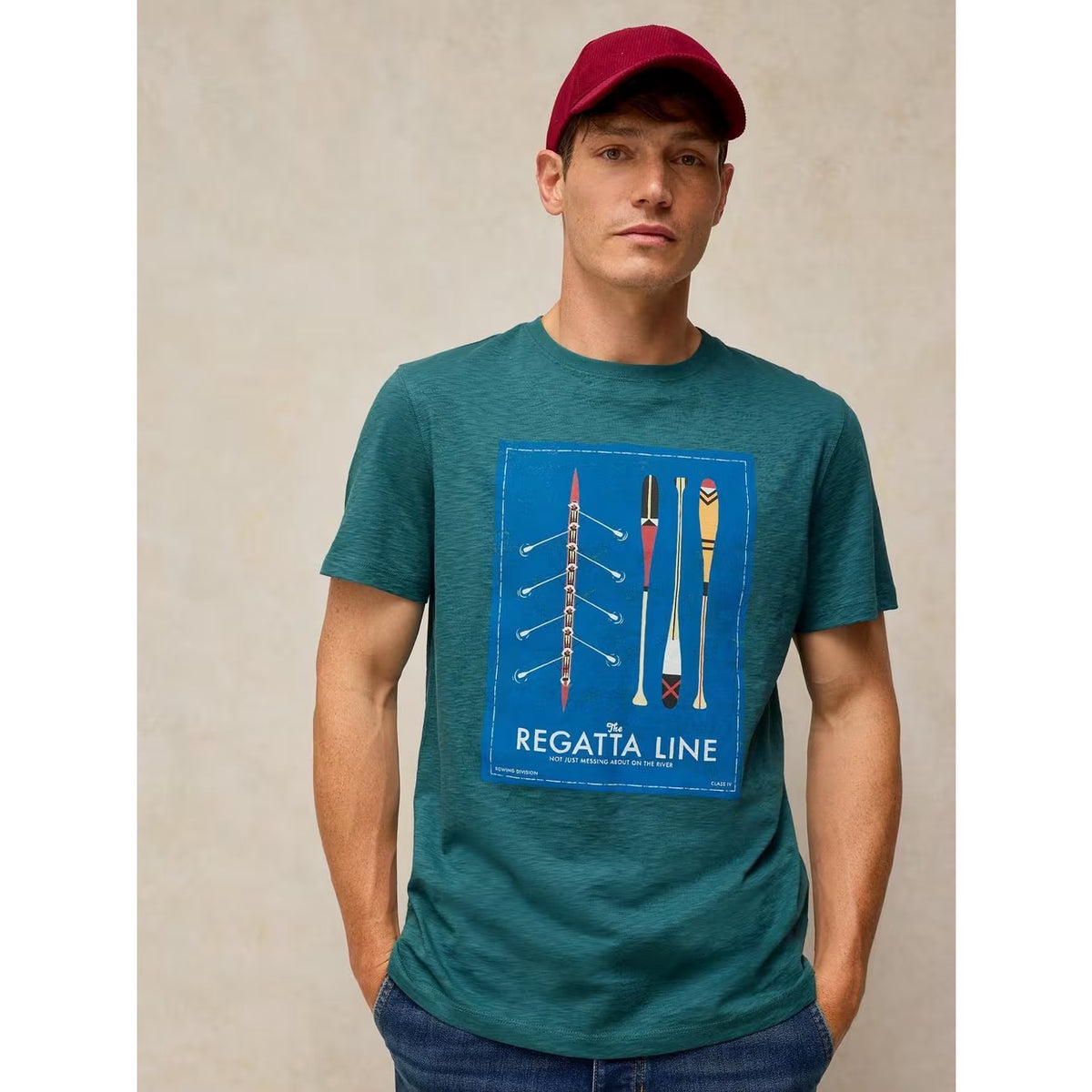 White Stuff Mens Abersoch T-Shirt 446694 Regatta Line Clothing S / Teal,M / Teal,L / Teal,XL / Teal,XXL / Teal