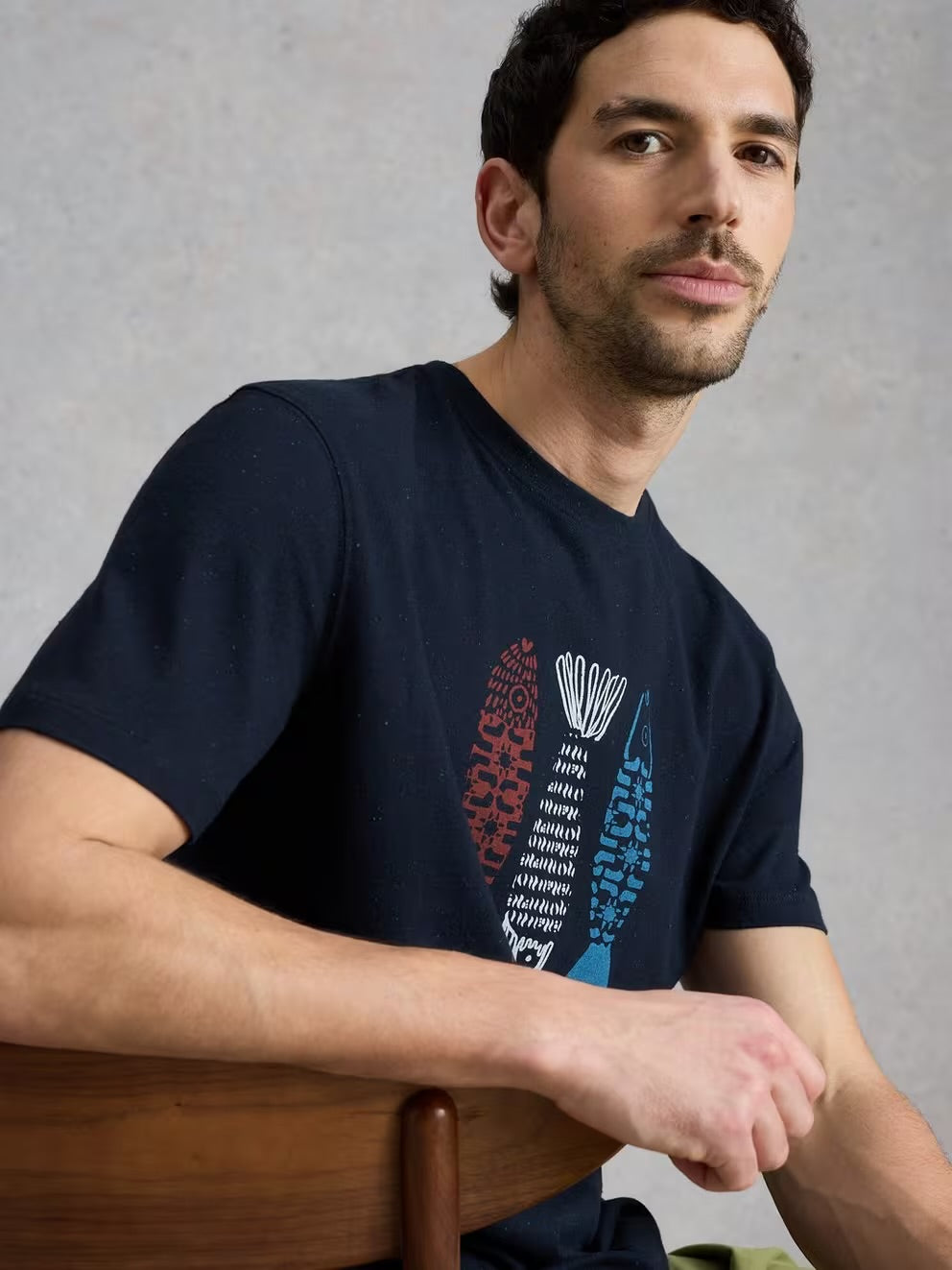 White Stuff Mens Abersoch Tile Fish T-Shirt 445997 Navy Clothing S / Navy,M / Navy,L / Navy,XL / Navy,XXL / Navy