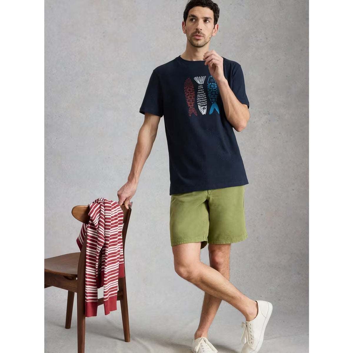 White Stuff Mens Abersoch Tile Fish T-Shirt 445997 Navy Clothing S / Navy,M / Navy,L / Navy,XL / Navy,XXL / Navy