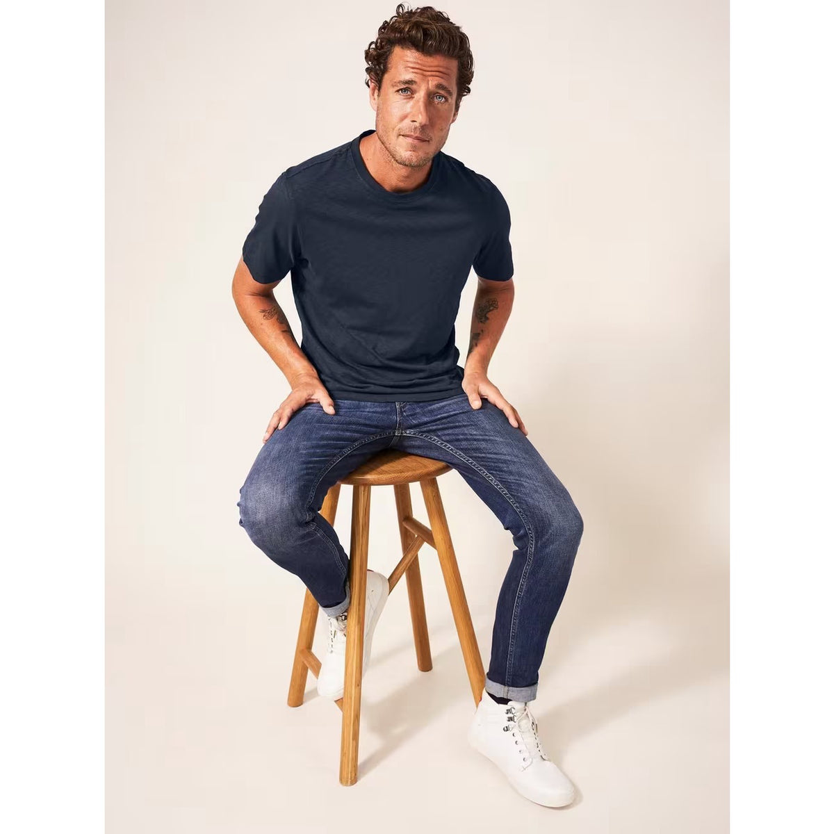 White Stuff Mens Abersoch Plain T-Shirt 444414 Navy Clothing S / Navy,M / Navy,L / Navy,XL / Navy,XXL / Navy