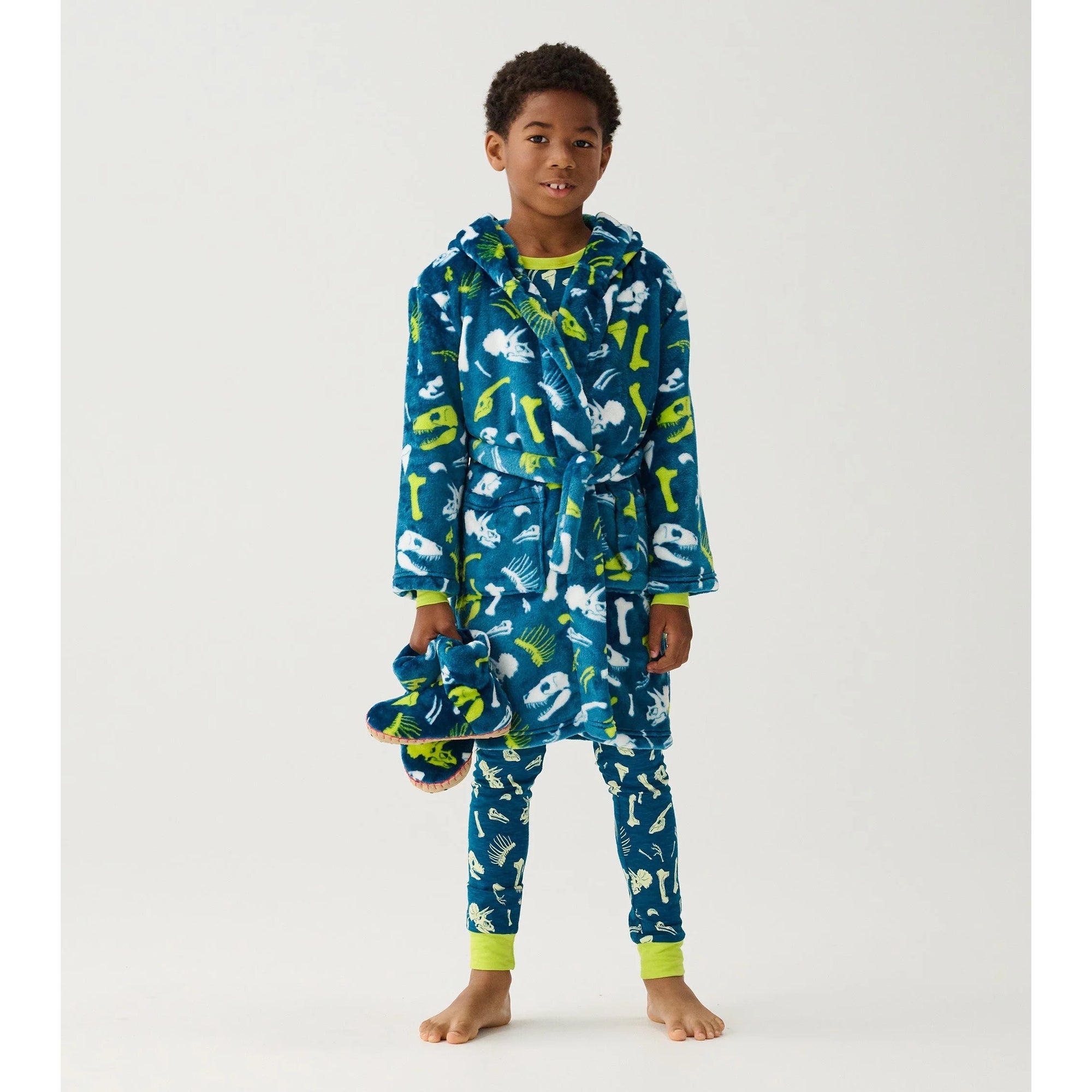 Hatley Dino Fossils Dressing Gown F24dfk225 Clothing 2-3YRS / Blue,4-5YRS / Blue,6-7YRS / Blue,8-9YRS / Blue