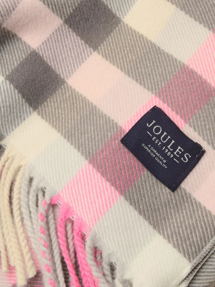 Joules Womens Langtree Scarf G90-790 Pink Grey Check