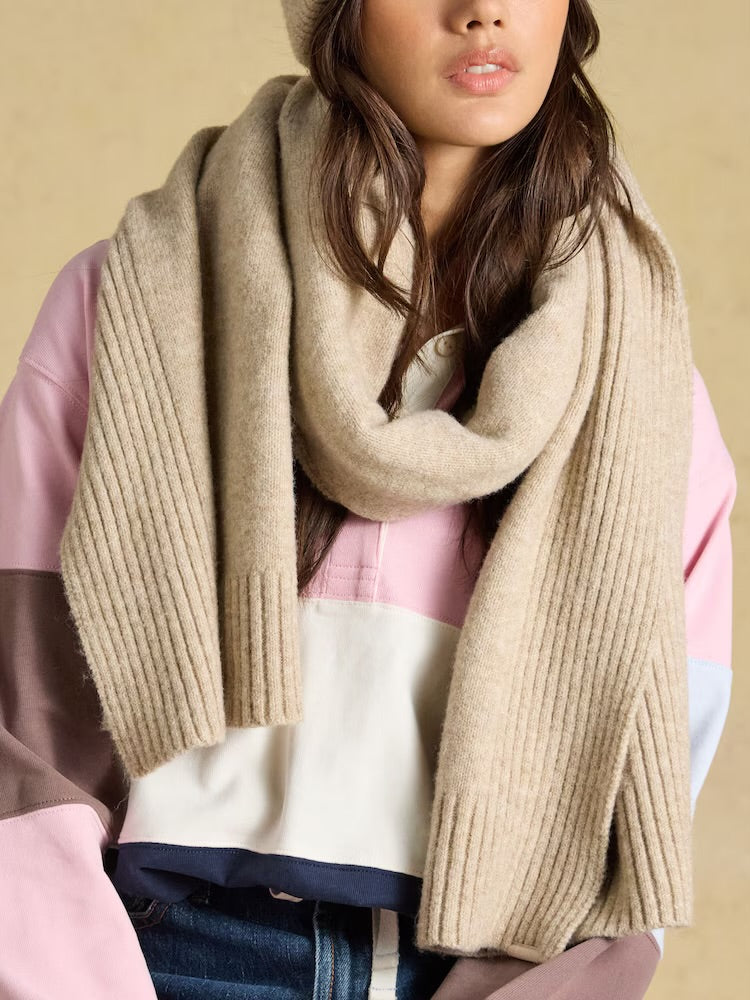 Joules Womens Fine Knit Scarf V27-267 Oat