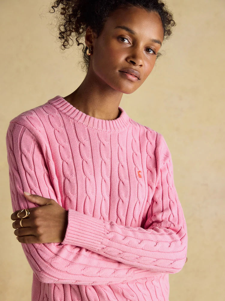 Joules Womens Classic Cable Sweater W78-284 Pink Clothing UK8 / Pink,UK10 / Pink,UK12 / Pink,UK14 / Pink,UK16 / Pink