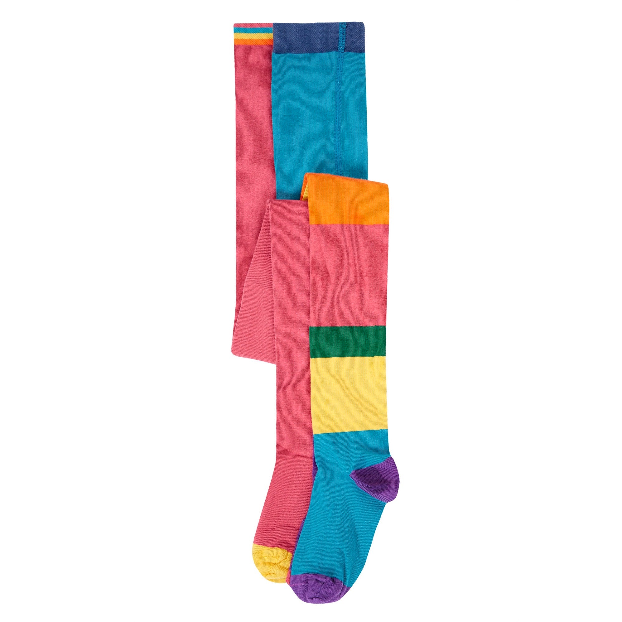 Frugi 2 Pack Infant Tights 500067A5htro Hotchpotch Rose