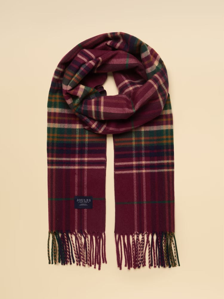 Joules Mens Langtree Scarf G13-682 Red Check Clothing ONE SIZE / Red