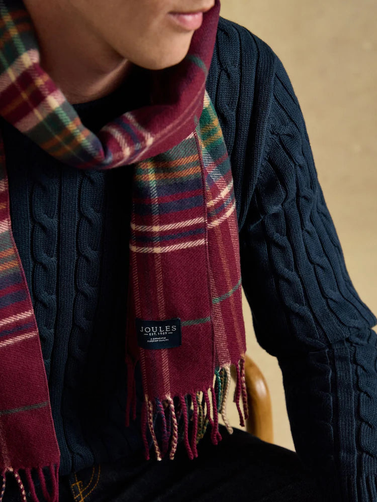 Joules Mens Langtree Scarf G13-682 Red Check Clothing ONE SIZE / Red