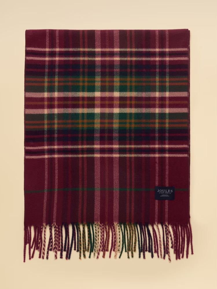Joules Mens Langtree Scarf G13-682 Red Check Clothing ONE SIZE / Red