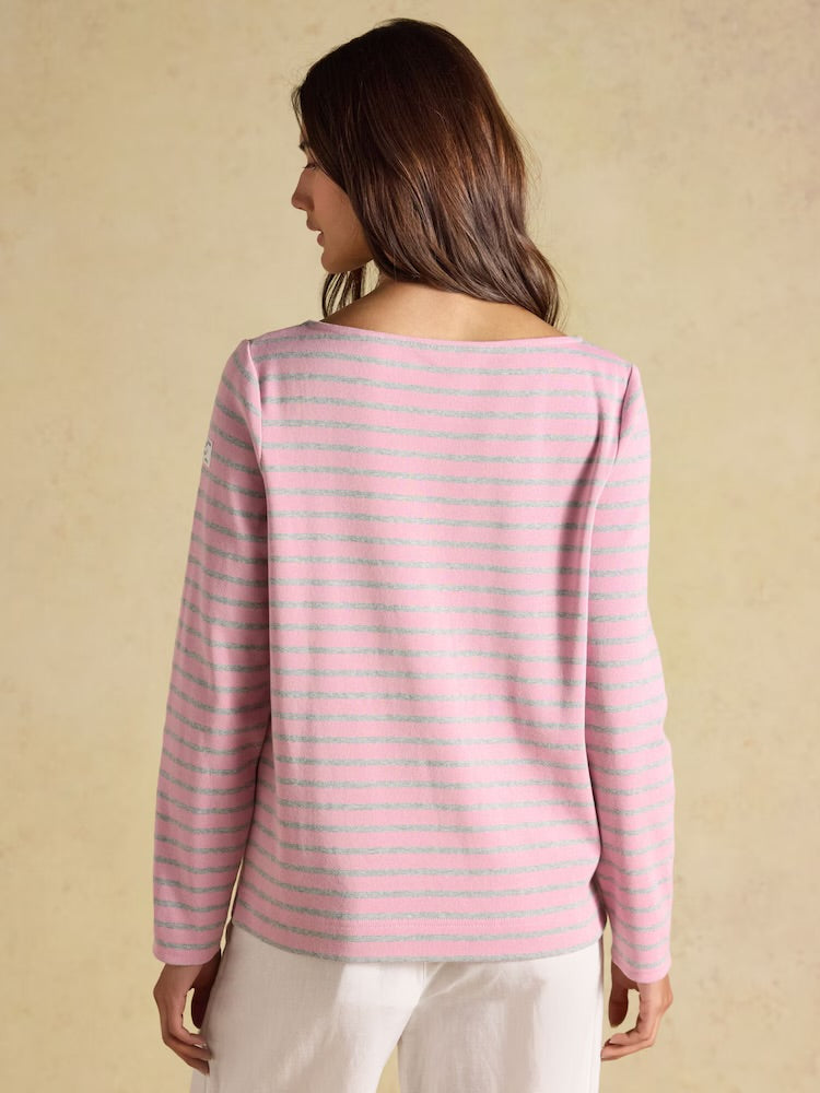Joules Womens Harbour T-Shirt V59-072 Pink Grey Clothing UK10 / Pink,UK12 / Pink,UK14 / Pink