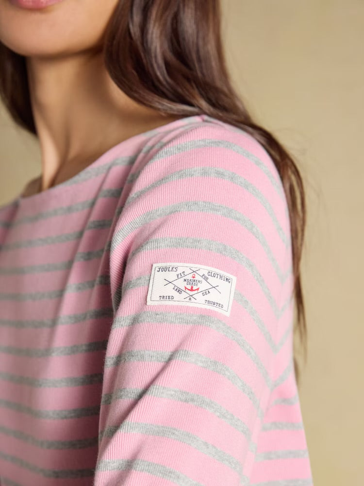 Joules Womens Harbour T-Shirt V59-072 Pink Grey Clothing UK10 / Pink,UK12 / Pink,UK14 / Pink