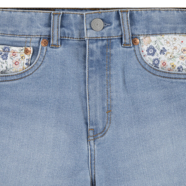 Levis Girls Denim Print Shorts 4Em214-L9v Clothing 10YRS / Mid Denim,12YRS / Mid Denim,14YRS / Mid Denim