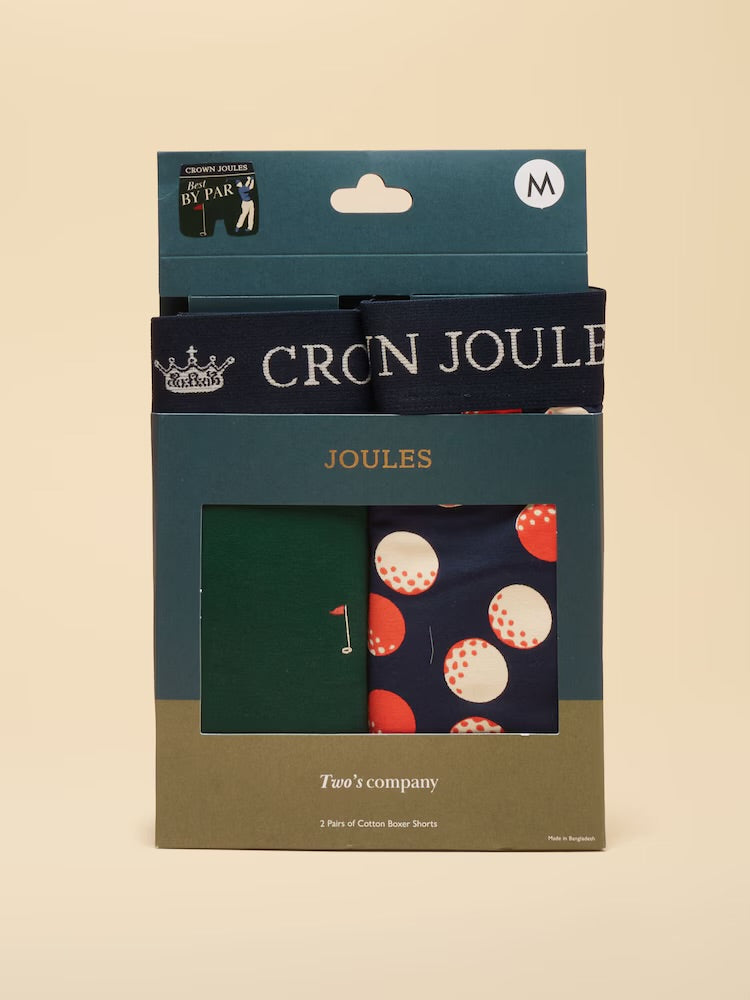 Joules Mens 2 Pack Boxer Shorts G48-169 Green Best By Par Clothing S / Green,M / Green,L / Green,XL / Green
