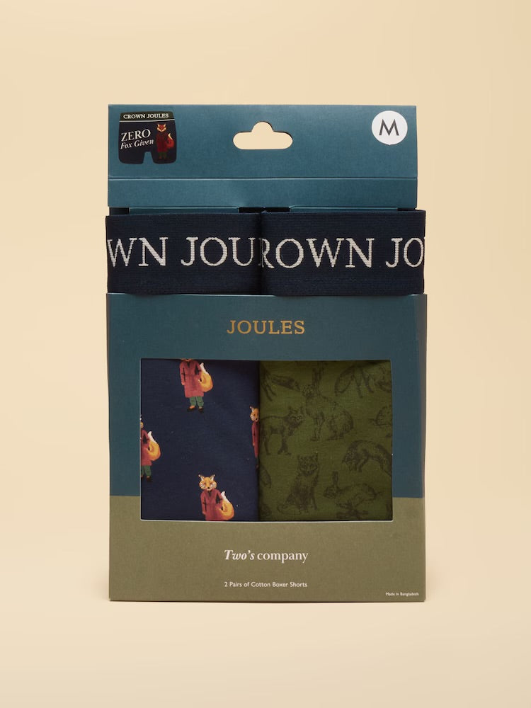 Joules Mens 2 Pack Boxer Shorts G48-163 No Fox Given Clothing S / Navy,M / Navy,L / Navy,XL / Navy