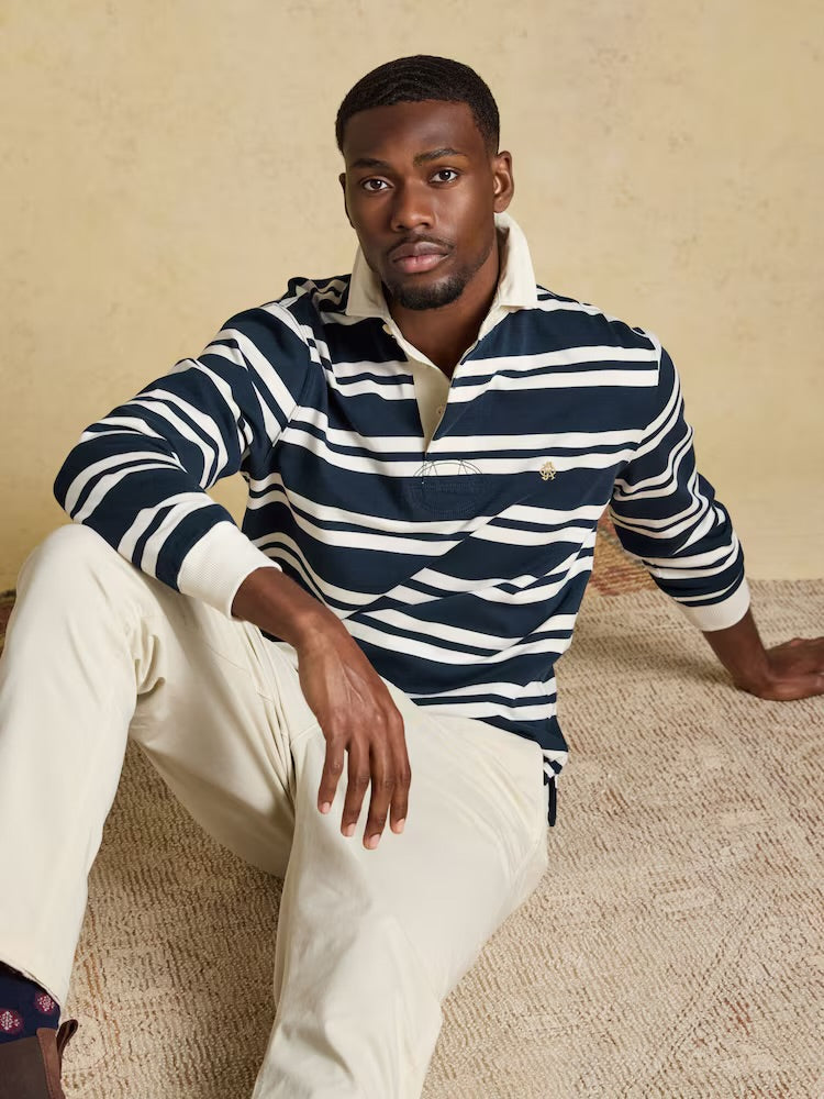 Joules Mens Club Rugby Shirt G48-125 Navy Cream Stripe Clothing S / Navy,M / Navy,L / Navy,XL / Navy