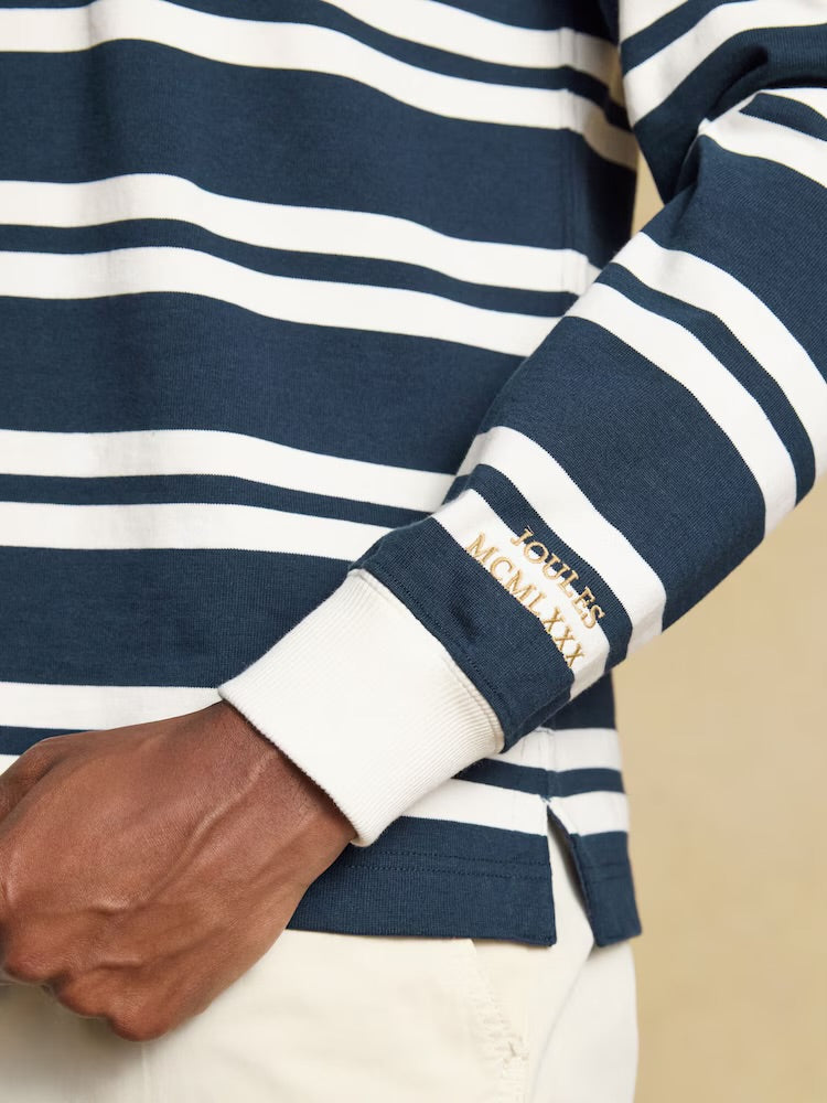 Joules Mens Club Rugby Shirt G48-125 Navy Cream Stripe Clothing S / Navy,M / Navy,L / Navy,XL / Navy