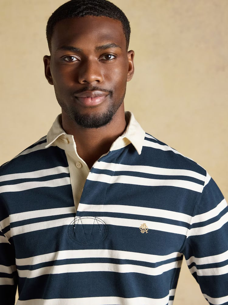 Joules Mens Club Rugby Shirt G48-125 Navy Cream Stripe Clothing S / Navy,M / Navy,L / Navy,XL / Navy