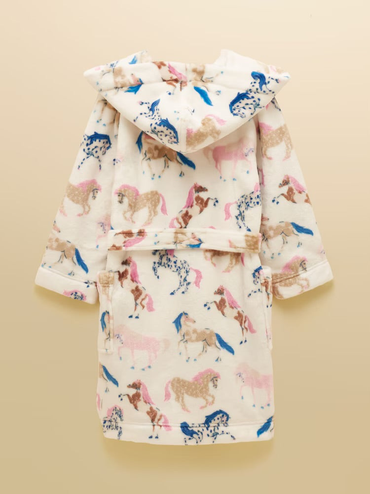Joules Kids Dressing Gown Y33-287 Cream Horse