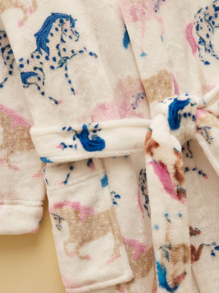 Joules Kids Dressing Gown Y33-287 Cream Horse