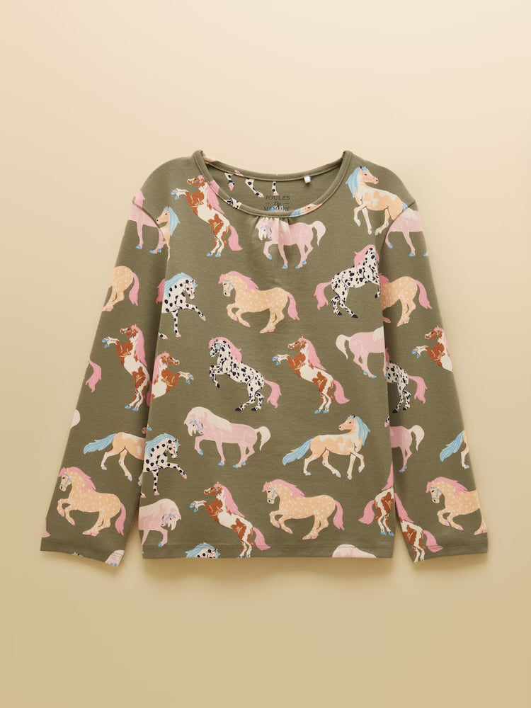 Joules Kids Kipwell Pj Set V53903 Khaki Horses