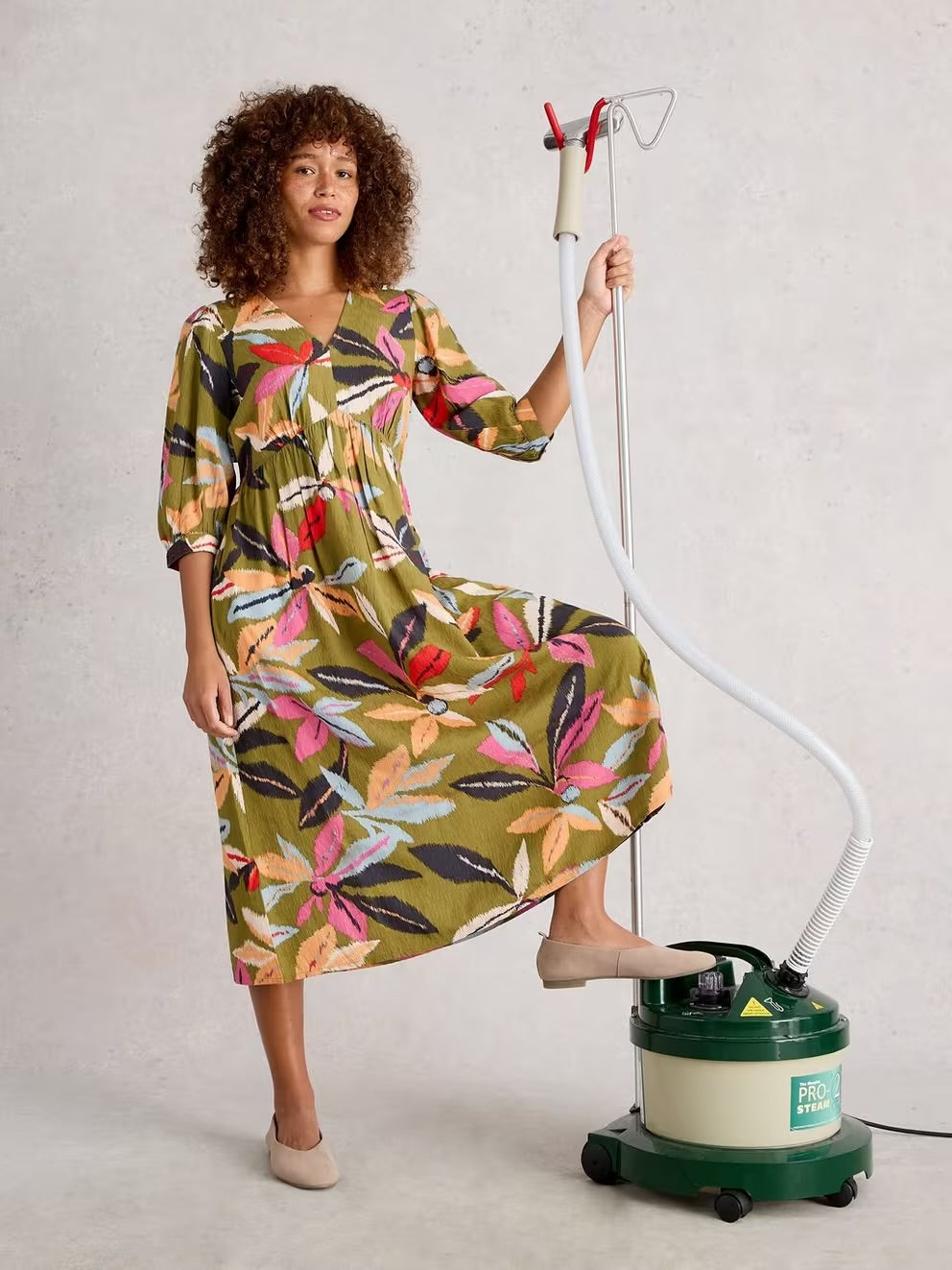 White Stuff Womens Lucy Midi Dress 444378 Khaki Multi Clothing UK8 / Multi,UK10 / Multi,UK12 / Multi,UK14 / Multi,UK16 / Multi