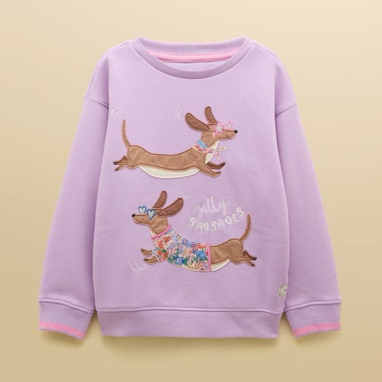 Joules Girls Mackenzie Sweatshirt G79-690 Lilac Dogs Clothing 3YRS / Lilac,4YRS / Lilac,5YRS / Lilac,6YRS / Lilac,8YRS / Lilac