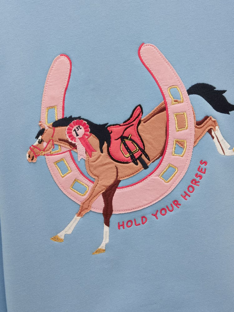 Joules Girls Mackenzie Sweatshirt G15-995 Blue Horse Clothing 4YRS / Blue,5YRS / Blue,6YRS / Blue,8YRS / Blue,10YRS / Blue