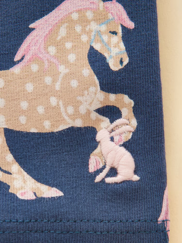 Joules Girls Dee Dee Leggings G16-053 Horse Print Clothing 4YRS / Navy,5YRS / Navy,6YRS / Navy,7YRS / Navy,8YRS / Navy,9YRS / Navy,10YRS / Navy