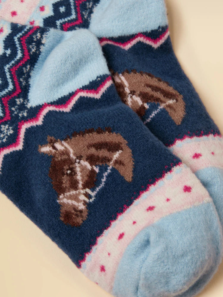 Joules Girls Cosy Socks Y30724 Blue Horse Clothing UK6-8 / Blue,UK9-12 / Blue,UK13-3 / Blue
