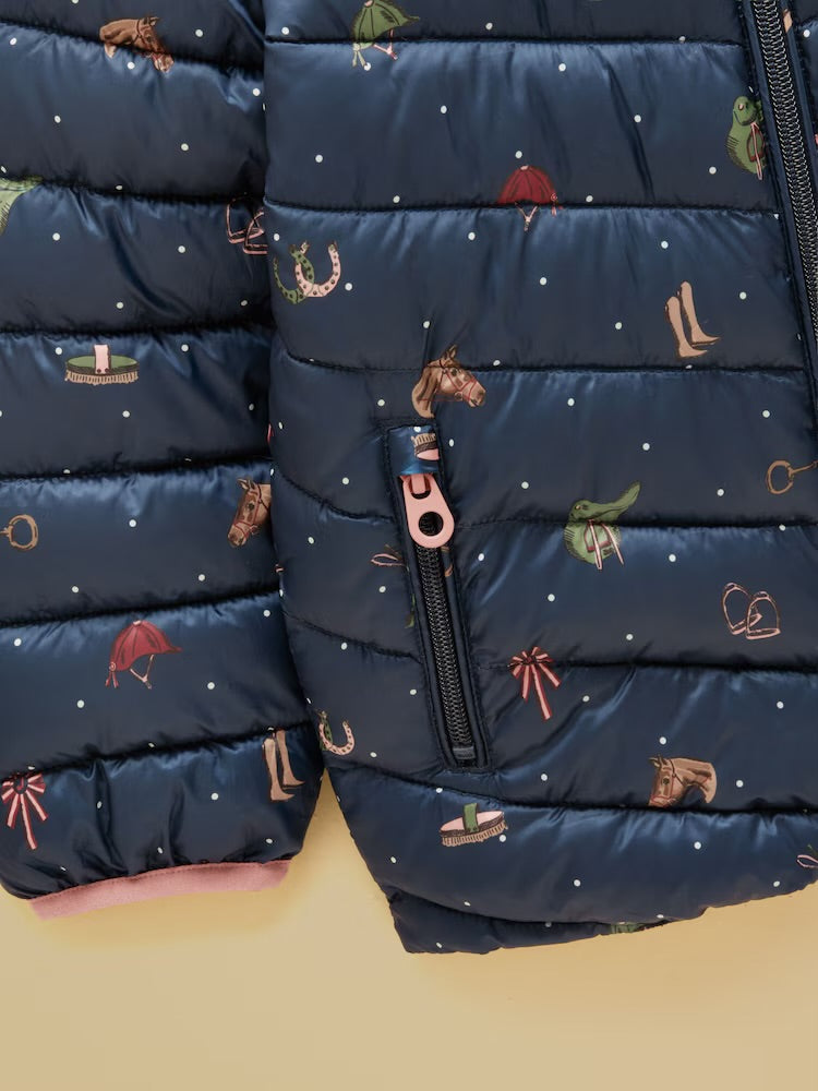 Joules Girls Cairn Coat G16-017 Navy Horse Clothing 4YRS / Navy,5YRS / Navy,6YRS / Navy,8YRS / Navy