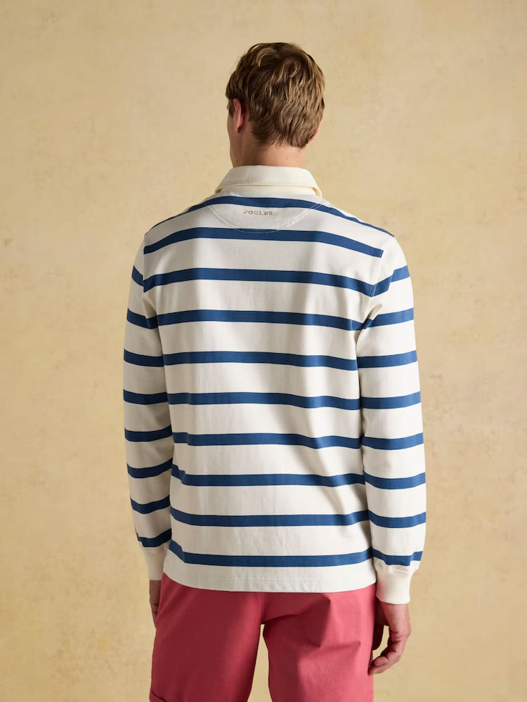 Joules Mens Onside Rugby Shirt 37655606 Cream Blue Stripe Clothing L / Cream,XL / Cream,XXL / Cream