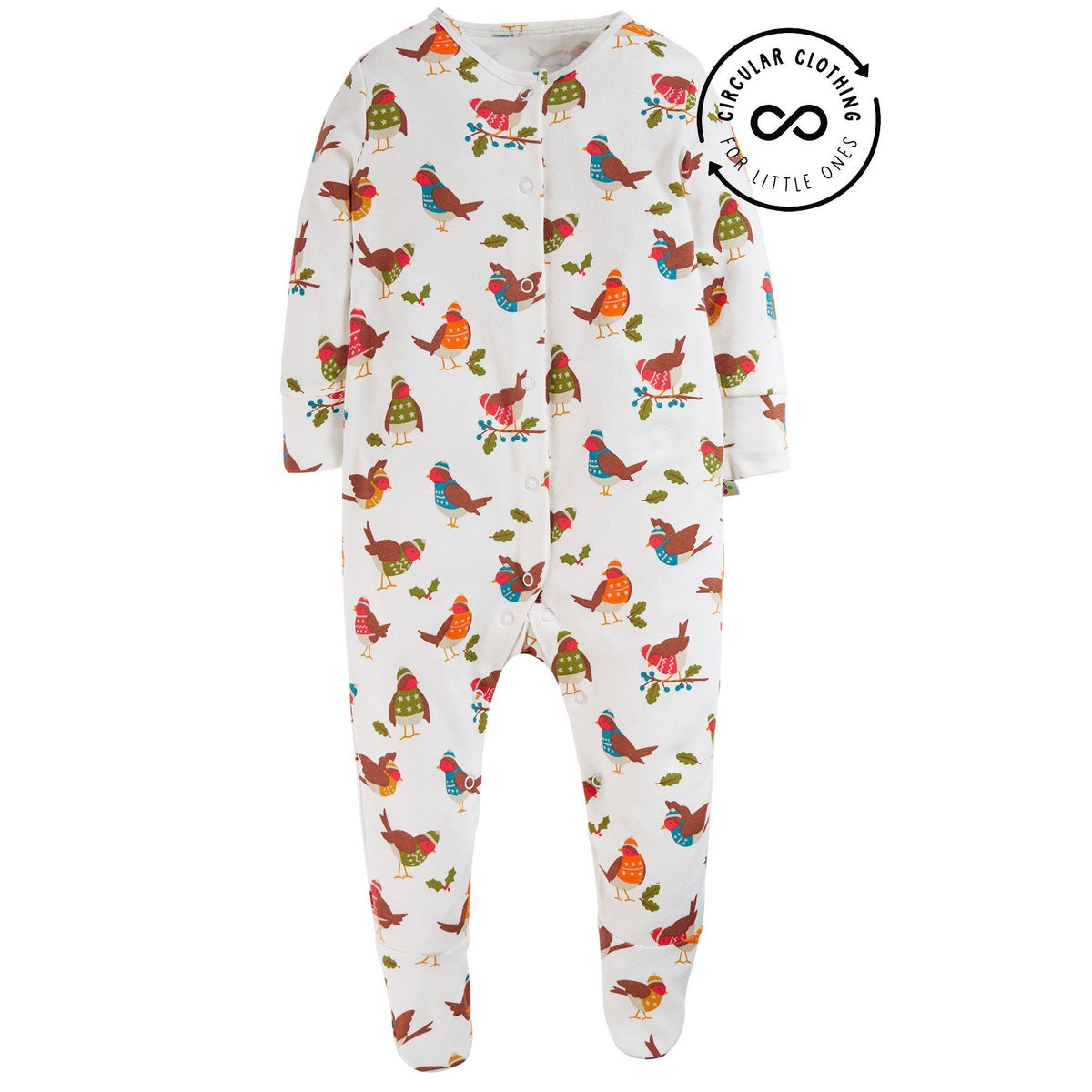 Frugi Lovely Sleepsuit White Robins Bga306 Clothing NEWBORN / Multi,0-3M / Multi,3-6M / Multi,6-9M / Multi