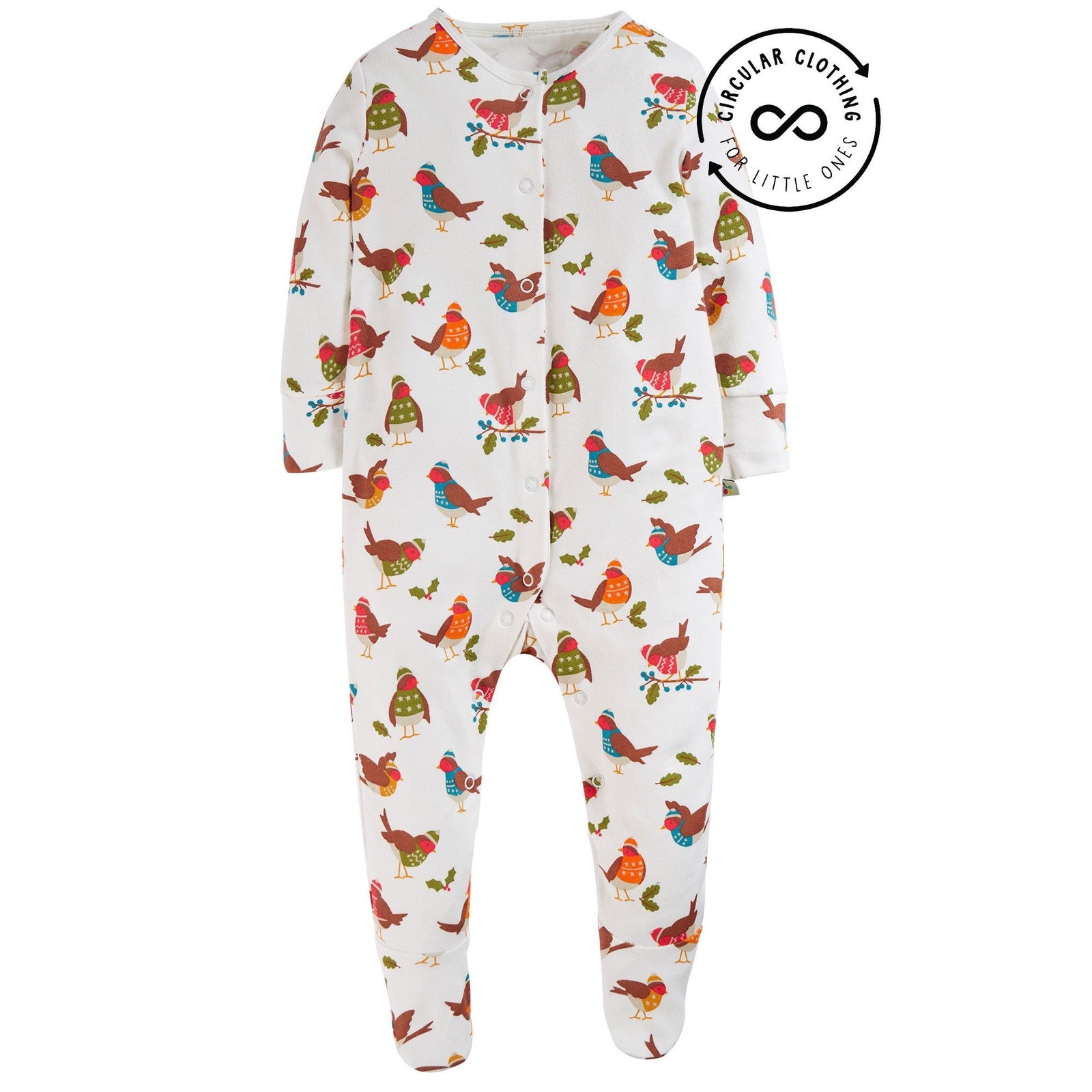 Frugi Lovely Sleepsuit White Robins Bga306 Clothing NEWBORN / Multi,0-3M / Multi,3-6M / Multi,6-9M / Multi
