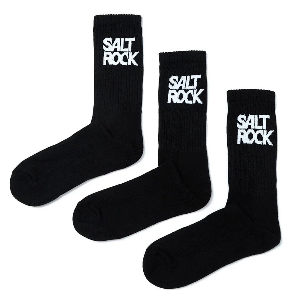 Saltrock Mens Athletic 3 Pack Socks Black Clothing UK7-11 / Black