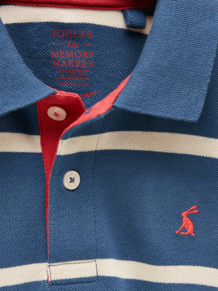 Joules Boys Woody Polo Shirt W93-827 Ink Blue Stripe Clothing 8YRS / Blue,10YRS / Blue,12YRS / Blue