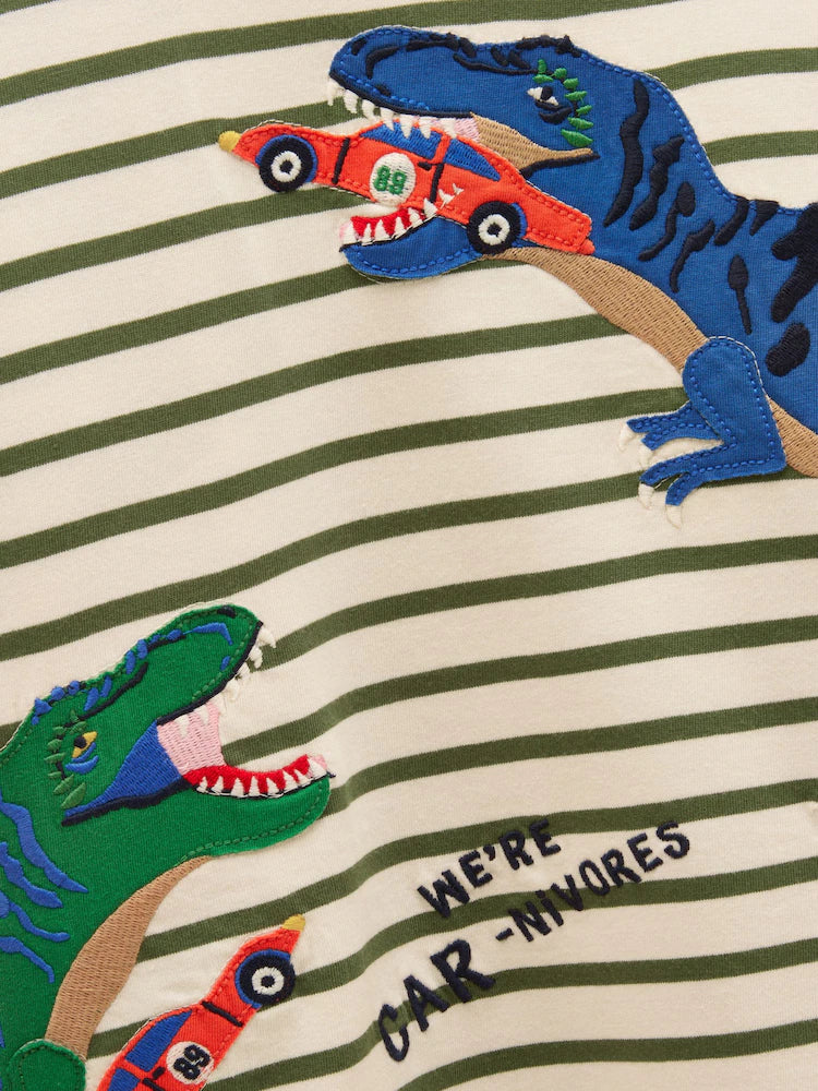 Joules Boys Finlay T-Shirt V27-996 Stripe Dino Clothing 2YRS / Green,3YRS / Green,4YRS / Green,5YRS / Green,6YRS / Green,7YRS / Green