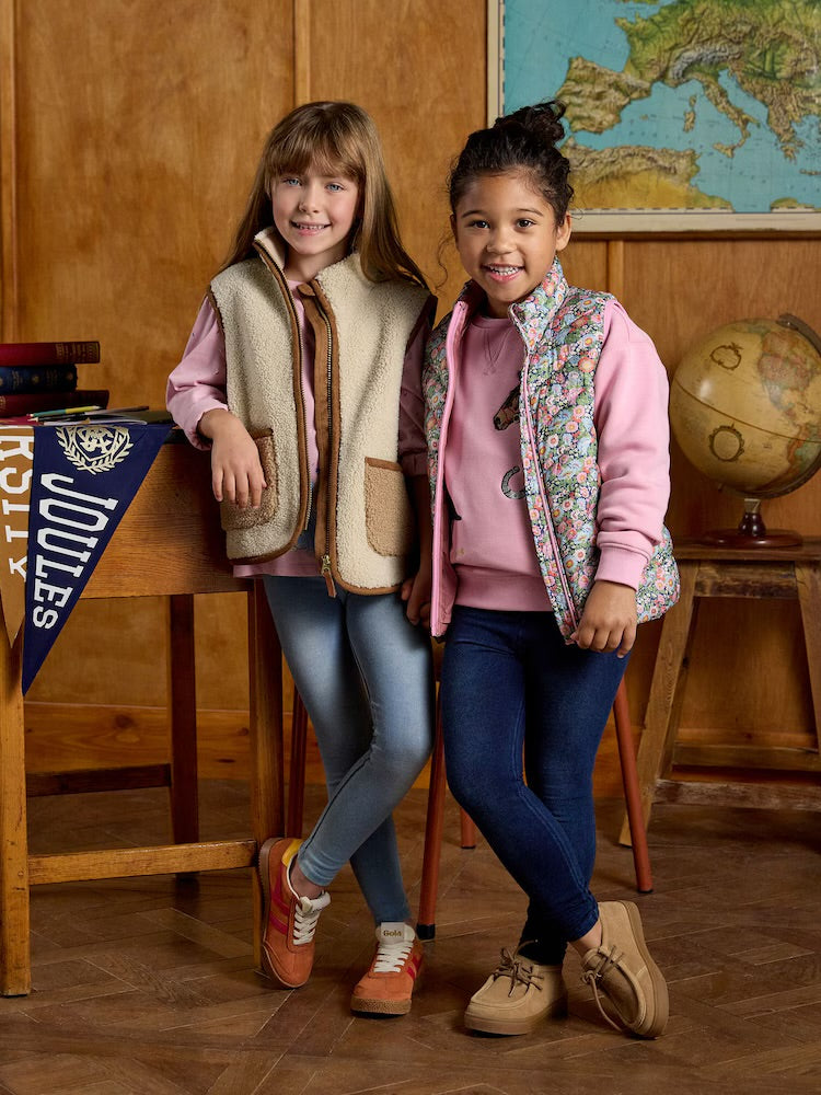 Joules Girls Crofton Gilet Am8453 Floral Clothing 4YRS / Multi,5YRS / Multi,6YRS / Multi,8YRS / Multi