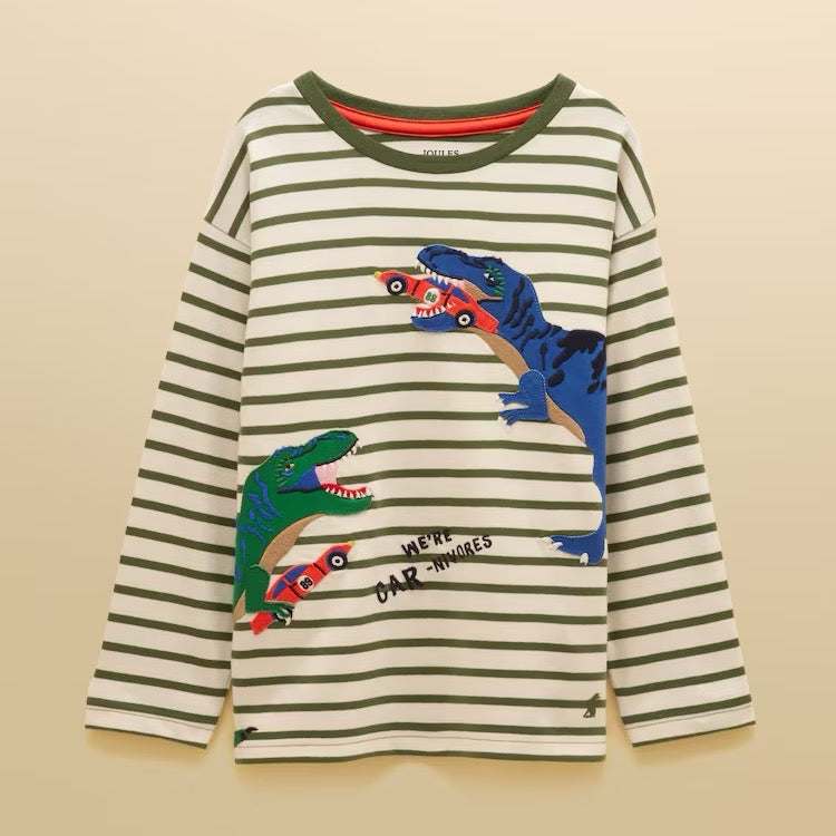 Joules Boys Finlay T-Shirt V27-996 Stripe Dino Clothing 2YRS / Green,3YRS / Green,4YRS / Green,5YRS / Green,6YRS / Green,7YRS / Green