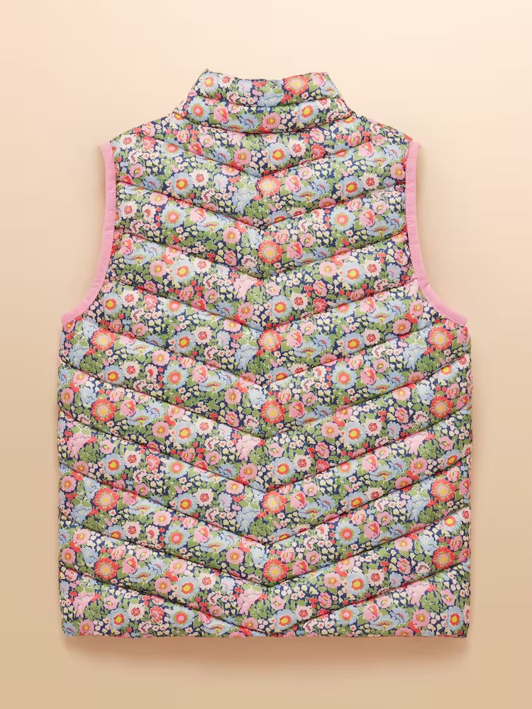 Joules Girls Crofton Gilet Am8453 Floral Clothing 4YRS / Multi,5YRS / Multi,6YRS / Multi,8YRS / Multi