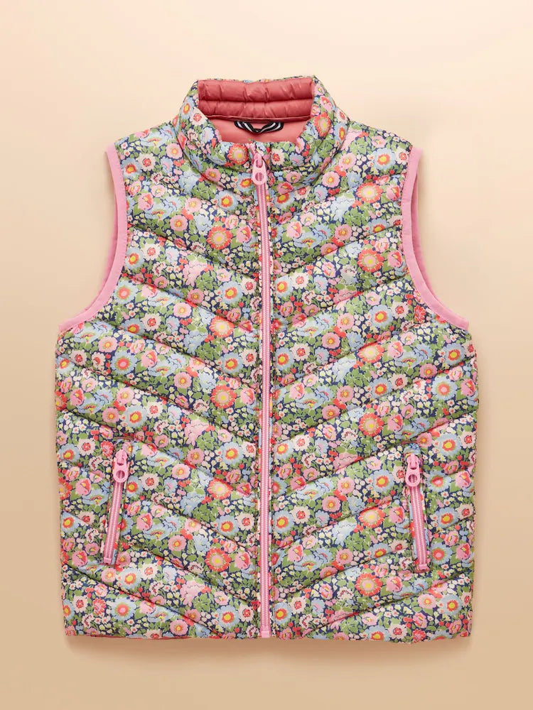 Joules Girls Crofton Gilet Am8453 Floral Clothing 4YRS / Multi,5YRS / Multi,6YRS / Multi,8YRS / Multi
