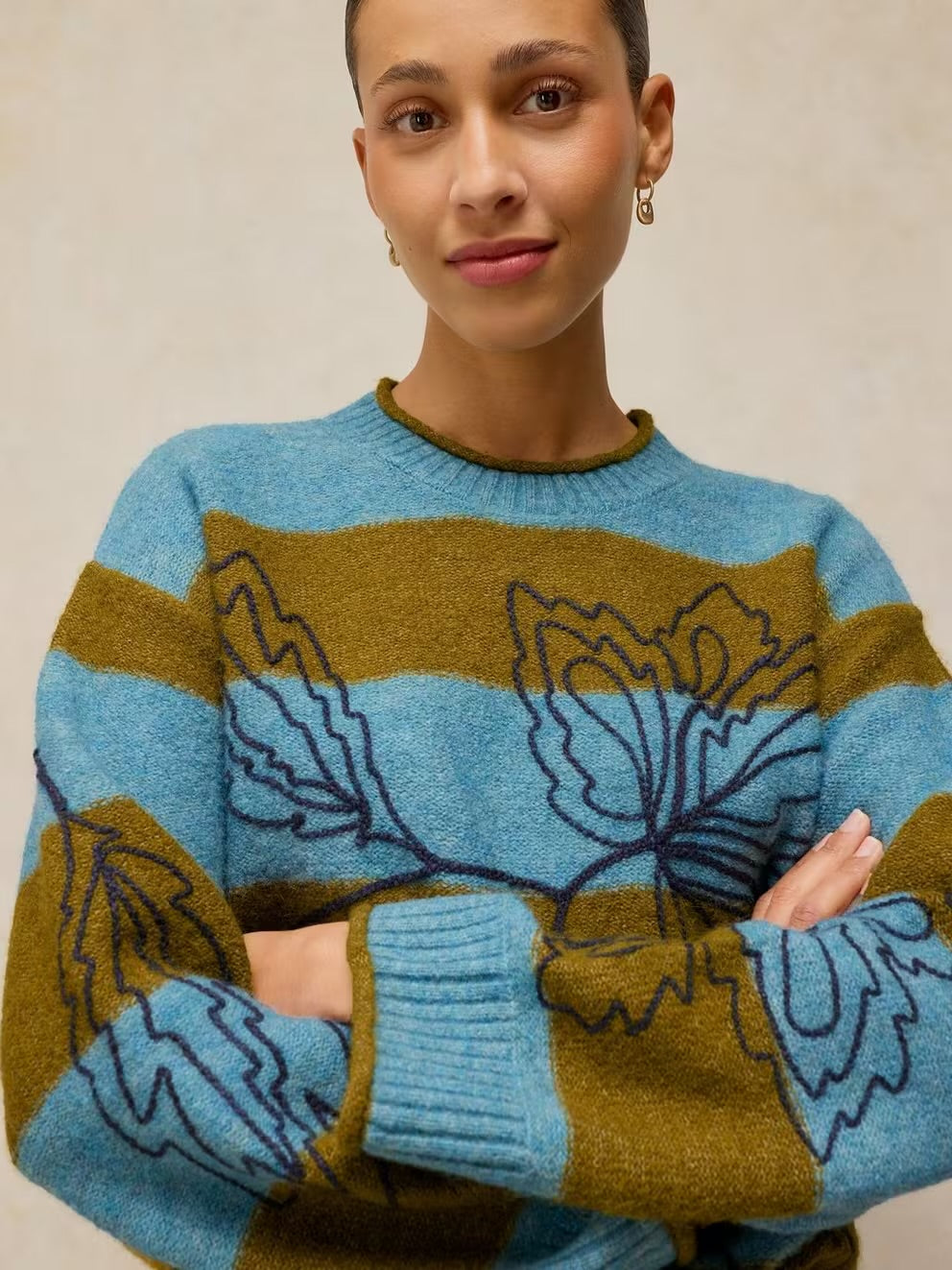 White Stuff Womens Emma Stripe Jumper 446751 Blue Khaki Clothing UK8 / Multi,UK10 / Multi,UK12 / Multi,UK14 / Multi,UK16 / Multi