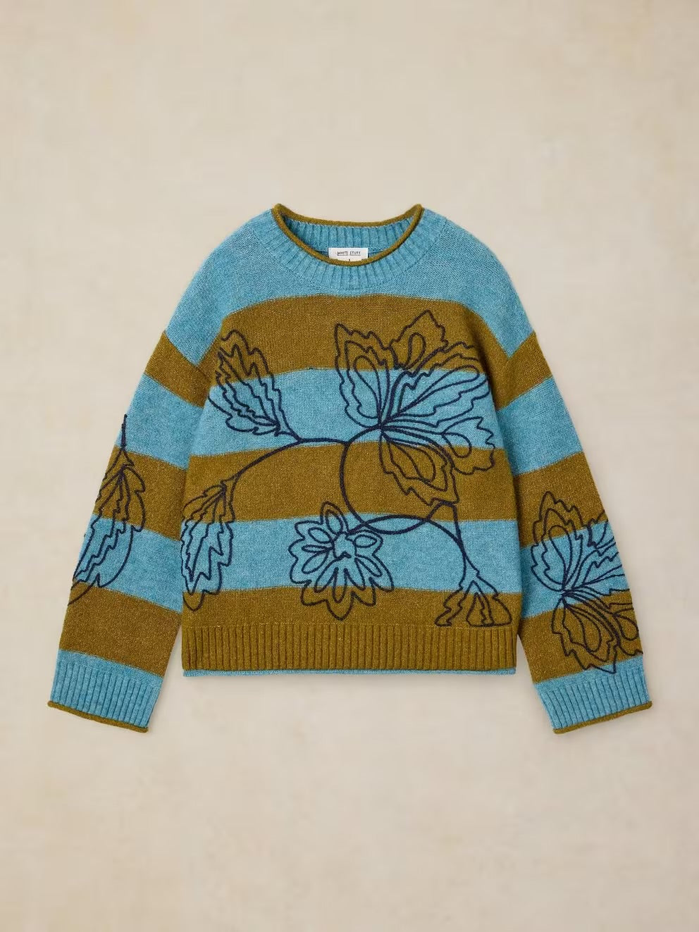 White Stuff Womens Emma Stripe Jumper 446751 Blue Khaki Clothing UK8 / Multi,UK10 / Multi,UK12 / Multi,UK14 / Multi,UK16 / Multi