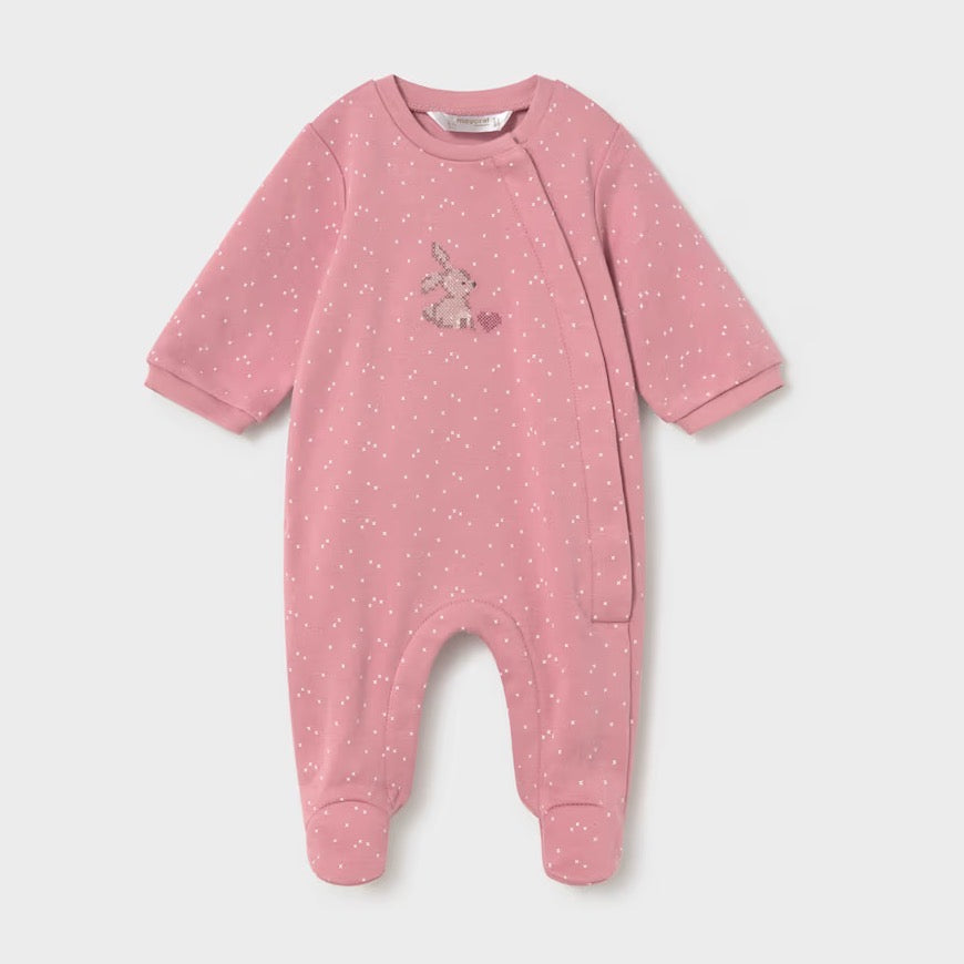 Mayoral Baby Sleepsuit 2751 Dusty Pink Bunny Heart Clothing 0-1M / Dusty Pink,1-2M / Dusty Pink,2-4M / Dusty Pink,4-6M / Dusty Pink,6-9M / Dusty Pink