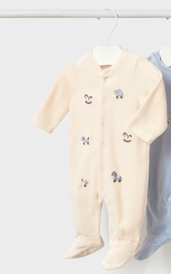Mayoral Baby Sleepsuit 2763 Rocking Horse Clothing 0-1M / White,1-2M / White,2-4M / White,4-6M / White,6-9M / White