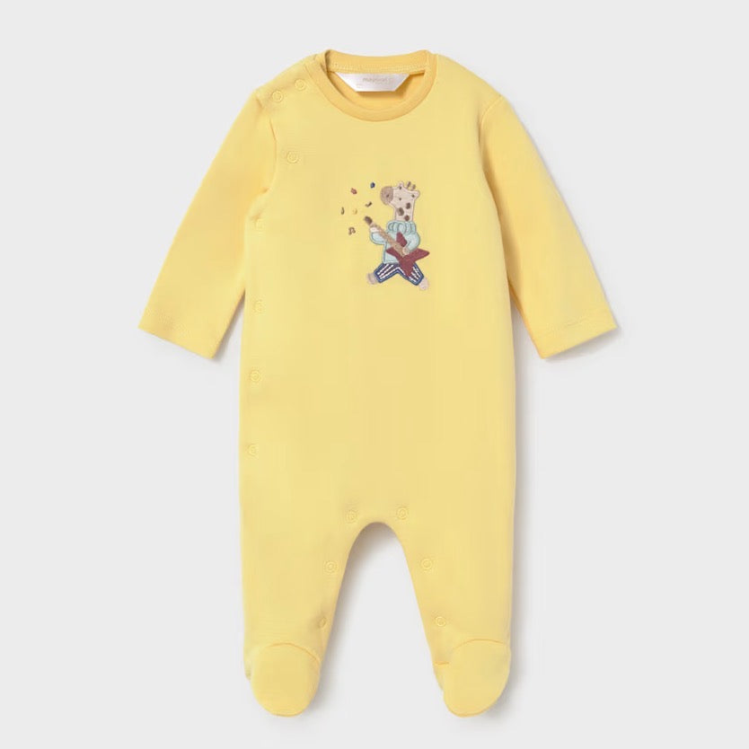 Mayoral Baby Sleepsuit 2767 Musical Animal Applique Clothing 0-1M / Yellow,1-2M / Yellow,2-4M / Yellow,4-6M / Yellow,6-9M / Yellow