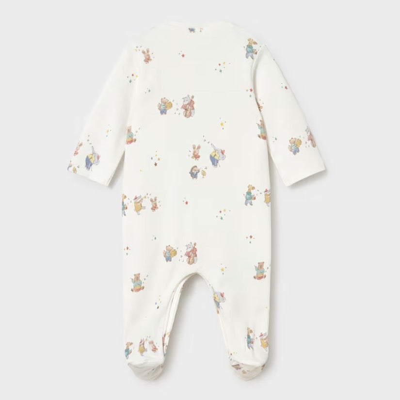 Mayoral Baby Sleepsuit 2767 Aop Musical Animals Clothing 0-1M / White,1-2M / White,2-4M / White,4-6M / White,6-9M / White