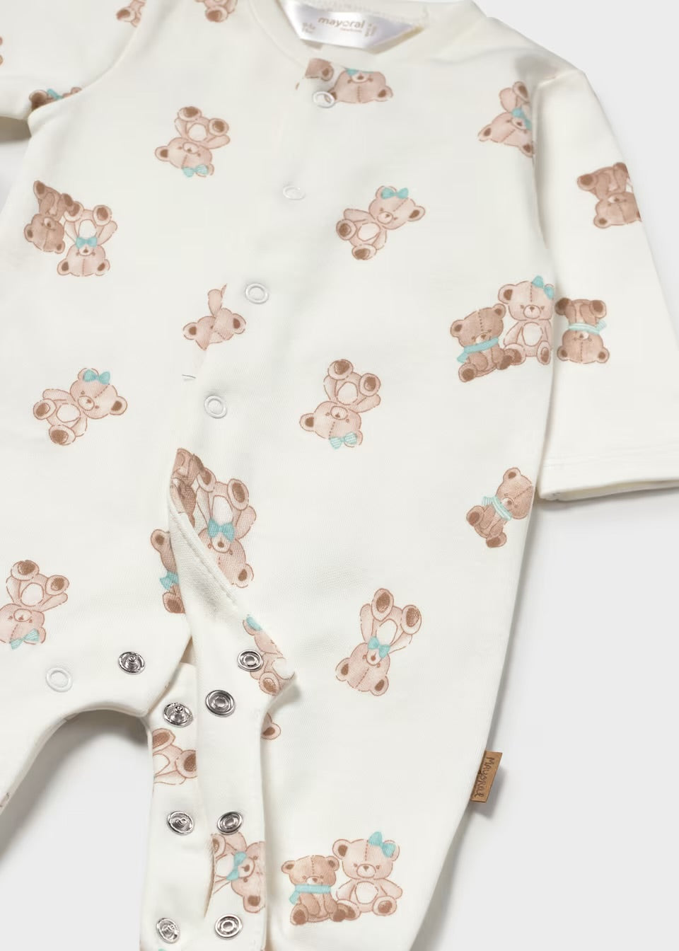 Mayoral Baby Sleepsuit 2767 Aop Teddy Print Clothing 0-1M / White,1-2M / White,2-4M / White,4-6M / White,6-9M / White