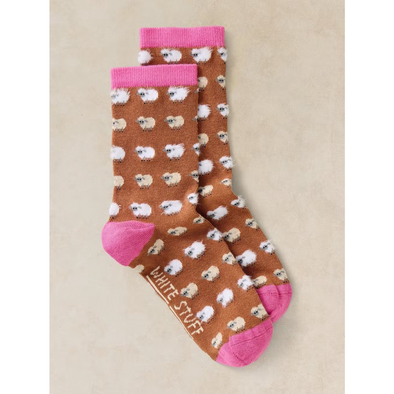 White Stuff Fluffy Mini Sheep Socks 446795 Dark Orange Clothing UK3-5 / Multi,UK6-8 / Multi