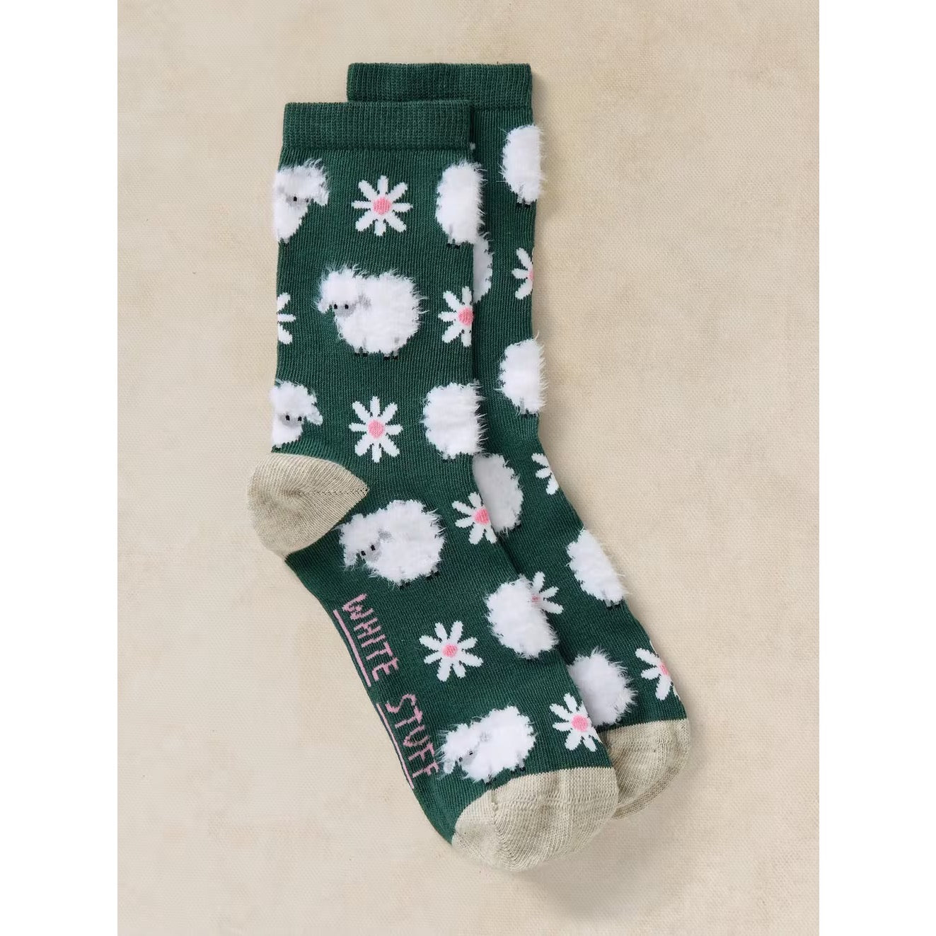White Stuff Fluffy Sheep Socks 446844 Dark Green Clothing UK3-5 / Green,UK6-8 / Green